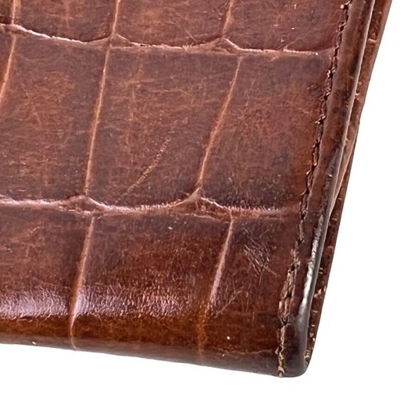Talbots Croc Print Vintage Womens Small Wallet Card Holder Flap Pocket Leather - Picture 5 of 16